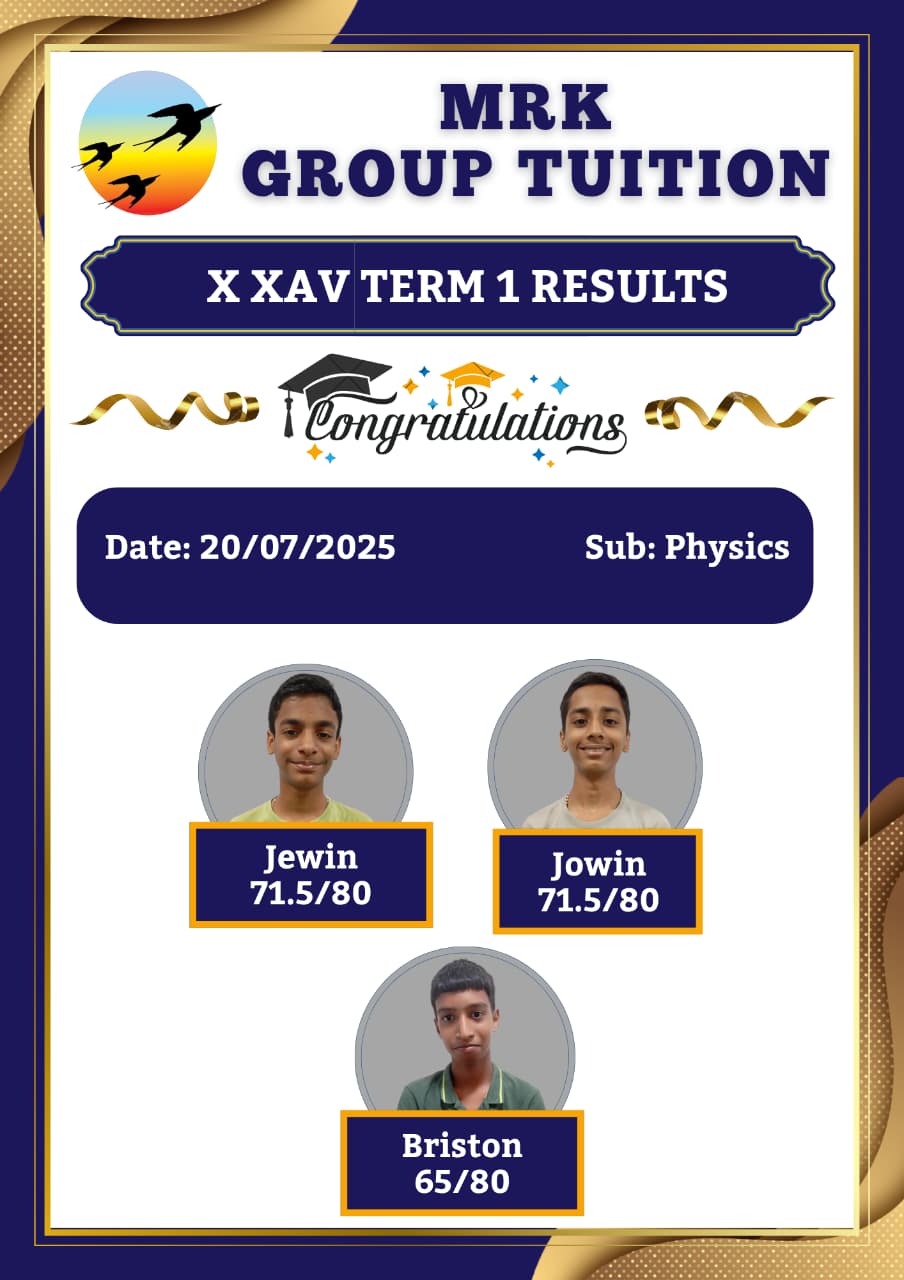 X XAV TERM 1 RESULTS